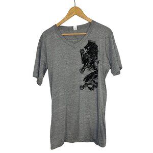 Royal Lion V-neck T-Shirt - Grey - by Devils May Care - Unisex